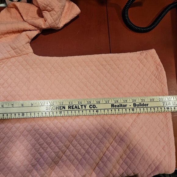 J. Crew Factory Quilted Button Neck Sweatshirt in Coral Medium Comfy Chic - Picture 6 of 10